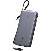 UGREEN Nexode Power Bank, 25,000mAh 165W Laptop Portable Charger with 2 Built-in USB-C Cables, 90Wh Fast Charging Business Travel Battery Pack for MacBook Pro/Air/ipad/iPhone 17/Samsung/Dell/HP/Lenovo