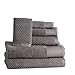 6 Piece Bath Towel Sets, 100% Cotton 600 GSM Chevron Towel Set, 2 Bath Towels, 2 Hand Towels, 2 Wash Cloths Extra Soft Fluffy Towel Set, Highly Absorbent Quick-Dry Luxury Towels Spa Quality - Grey