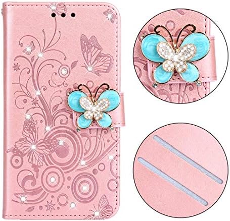 Mobile Phone Leather Cases Diamond Encrusted Butterflies Love Flowers Pattern Horizontal Flip Leather Case for Huawei P30 Lite,with Holder & Card Slots & Wallet & Lanyard(Butterfly purple) Leather Ca