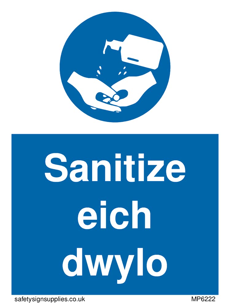 Pack of five - Sanitize eich dwylo Sign - 75x100mm - A7P