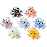 Ornazy 10Pcs Handmade Bumpy Lampwork Beads Random Octopus Shape Spacer Beads Sea Ocean Animal Glass Beads for Bracelet Necklace DIY Jewelry Making