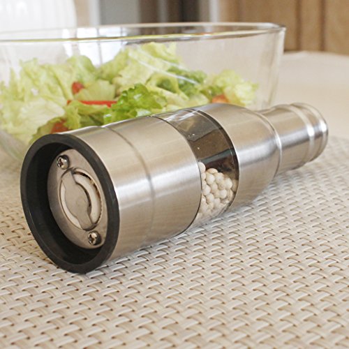 SUPOW Salt and Pepper Grinders - Stainless Steel Pepper Mills with Manual Adjustable Ceramic Grinders - Utility Shakers, Huge Capacity, Ergonomic Design