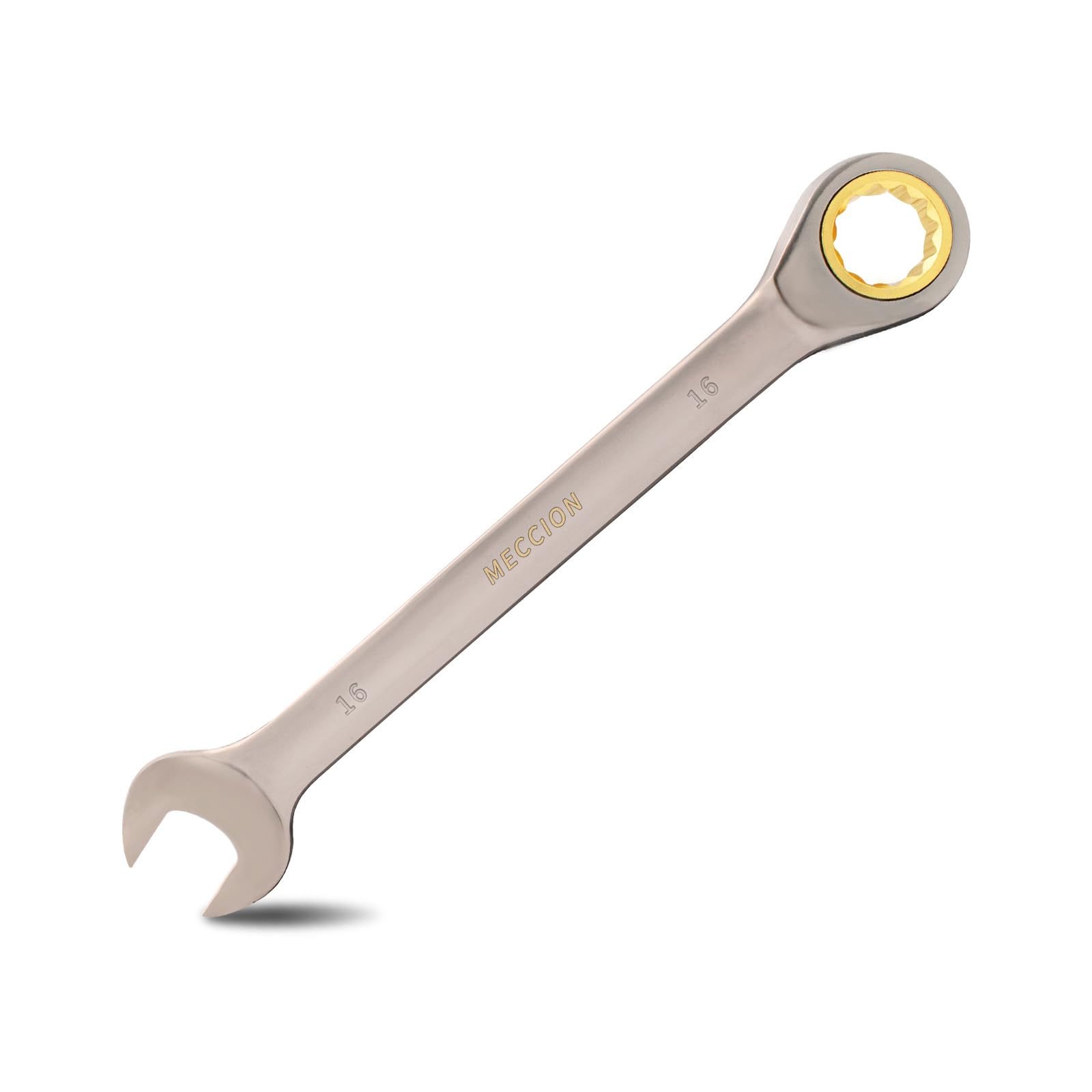 Meccion Fixed Head Ratchet Spanner 16mm Professional Chrome Vanadium Steel Forged Combination Wrench - Black Nickle Plated — image 1