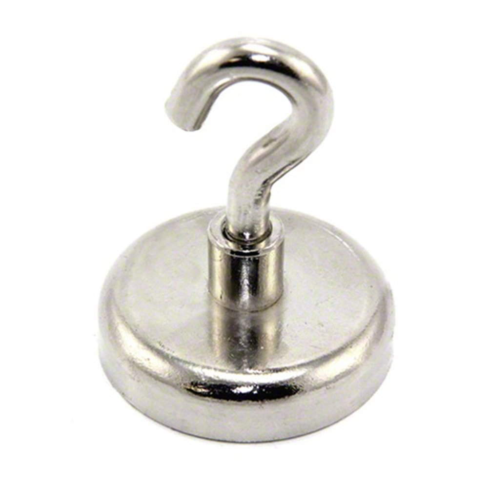 FIRST4MAGNETS Neodymium Clamping Magnet with M8 Hook for Hanging, Holding or Displaying Items - 48mm Dia - 95kg Pull