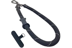 Little Fire Craft Phone Lanyard Wrist Strap Phone Strap Wrist Lanyard for Cell Phone Around the Hand with Lanyard Patch (Black Reflective)