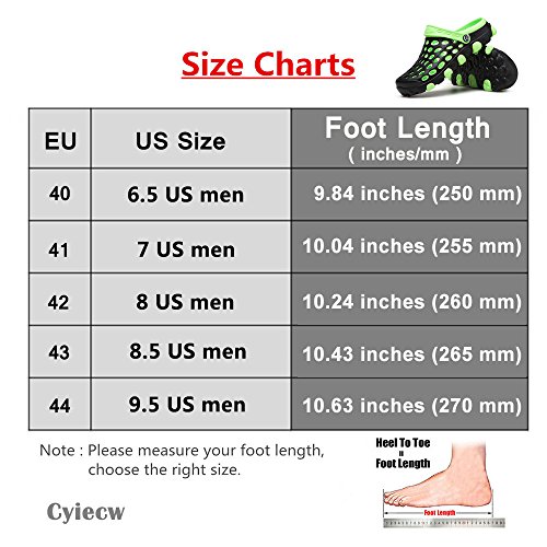 Cyiecw Unisex Breathable Garden Clogs Outdoor Walking Slippers Anti-Slip Beach Shower Sandals (8.5 US Women/6.5 US Men, Green)