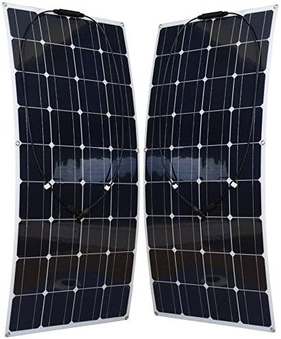 2pcs 100W Flexible Solar Panel Charger Mono Silicon 20V 100W Ultra Thin 36pcs Cells Solar Panel with MC4 Connector for RV Boat Cabin Tent Car