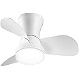 SUNMORY Ceiling Fans with Lights and Remote, 22 inch Low Profile Ceiling Fan with Light, Modern Flush Mount Ceiling Fan for Bedroom/Kitchen/Dining Room/Patio, 6 Wind Speeds, Dimmable, White