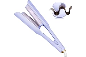 Hair Crimper, 2 Barrel Hair Waver Anti-Scald, 1.25Inch/32mm Rapid Heating Wave Iron, Crimper Hair Tool, 5 Temp Adjustable Cur