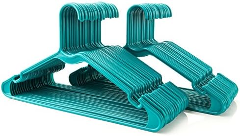50 pc Green Tubular Plastic Clothes Hanger Sets – Space Saving - Perfect for Dresses, Blouses and Pants - Work Great for Shirts, T-Shirts, Scarves and Pants