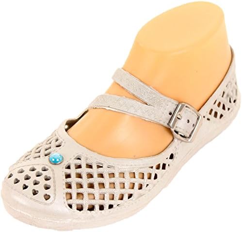 Sandal King Women's Mary Jane Silver Jelly Flats 6 B(M) US
