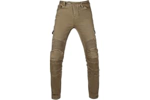 TAKUEY Winter Plus Velvet Men Motorcycle Riding Jeans Motocross Racing Pants CE Armored (XL=34=Waist 37", Army Green)