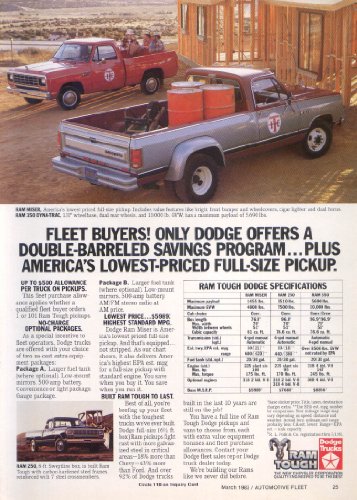 Dodge Ram Miser 350 Dyna-Trac 250 Fleet ad1983