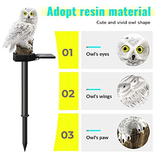 2 Pack Owl Solar LED Lights, 2 Pack Garden Waterproof Decorative with Stake for Outdoor Yard Pathway Outside Patio Lawn Decor Scare Birds Away