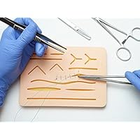 Kenley Suture Practice Kit - Medical Student Suturing Pad - Pocket Size Surgical Training Kit with 11 Incisions & Wounds - 3 Layers for Fake Skin, Fat & Muscle - Gift for Med School Students