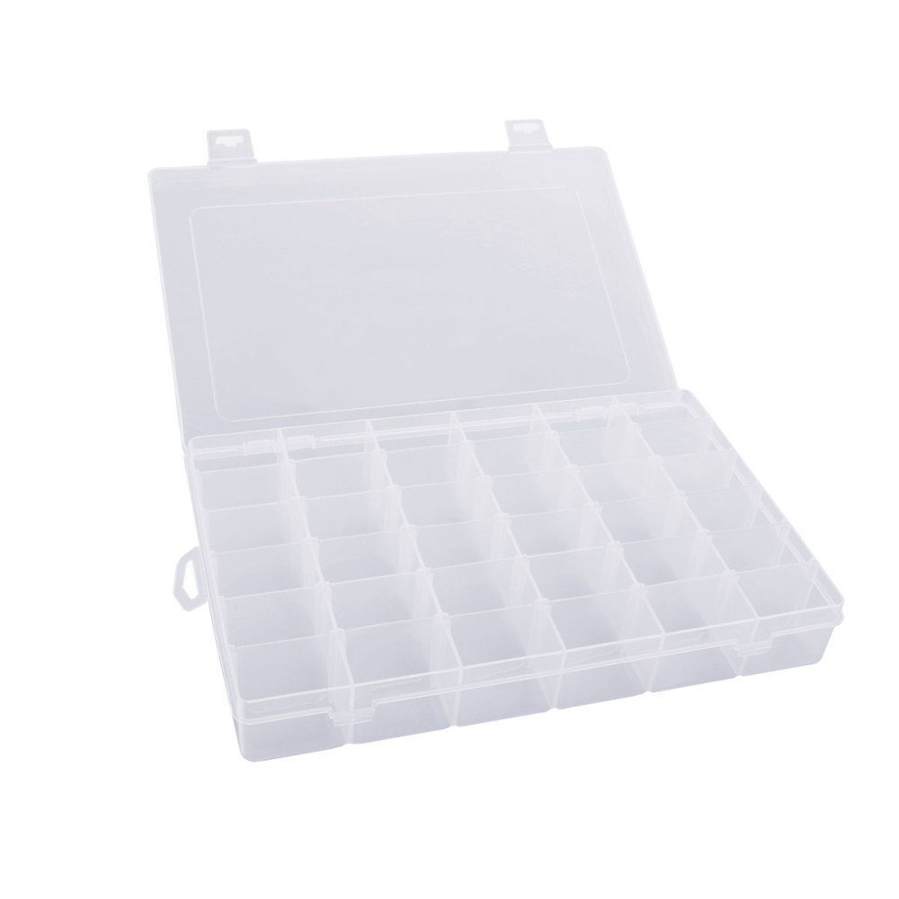 Gospire 36 Grids Clear Plastic Jewelry Box Organizer Storage Container with Removable Dividers,(4.32cm*2.80cm) * 36 Grid