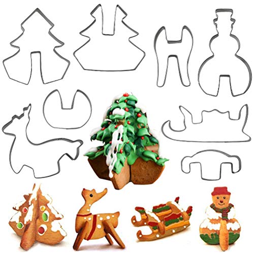 Christmas 3D Type Cracker Cookie Mold, Stainless Steel Cookie Cutter Set of 8, Biscuit Cutters Candy Making Mold, Kitchen DIY Supplies for Fondant, Candy, Cookie and Cake Decorating Tools - Thumbnail 7