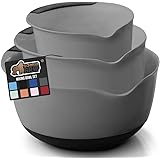 Gorilla Grip Mixing Bowls Set of 3, Slip Resistant Rubber Bottom, Nesting Baking Bowl, Soft Wide Handle, Easy Pour Spout, Ele