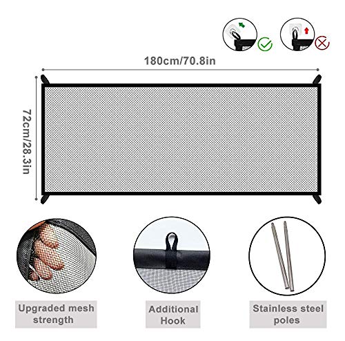Upgraded Magic Gate for Dogs, Pet Safety Gate with Strong 3M Hooks, Mesh Dog Gate Portable Folding Safe Guard Install Anywhere-71\