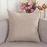 Home Brilliant Breathable Lined Burlap Linen Cushion Cover Square Throw Pillow Case for Sofa/Bench/Couch, 18