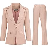 YYNUDA Women's Business 2 Piece Lady Suit Set Office Work Solid 1 Button Pantsuit Blazer Jacket and Pants