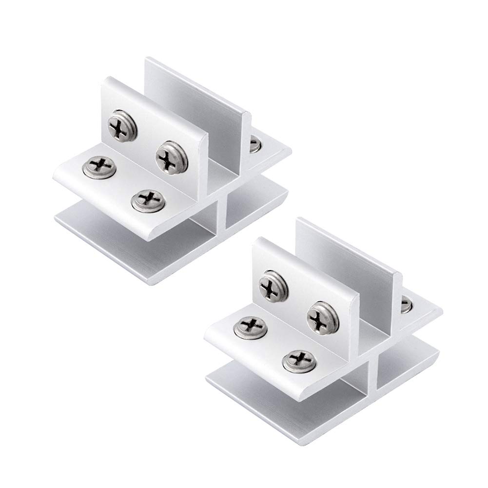 INCREWAY 2pcs Glass Clamp, Adjustable T Shape 3 Sides Aluminum Alloy Glass Shelf Support Bracket, Glass Clip Clamp Holder for 10-12mm Thickness, 180 Degrees