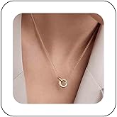 Iaceble Boho Interlocking Circle Pendant Necklace Layered Circle Choker Necklace Double Circle Necklace Minimlaist Gold Circle Necklace Open Circle Necklace Jewelry for Women