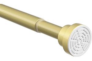 ZipGlo Gold Tension Rod 28-49 Inch 1 Pack Fit 31-49 Inch Area, 7/8 Inch Diameter Spring Loaded Curtain Rods No Drilling Adjustable, Tension Curtain Rod for Windows Doorway Kitchen Closet Bedroom