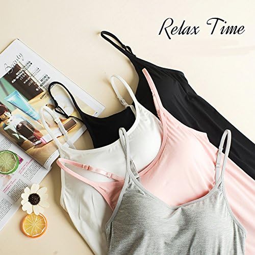 Amazon Co Jp キャミソール カップ付き インナー 部屋着 ルームウェア ペチコート 無地 グレー ホワイト 黒 服 ファッション小物
