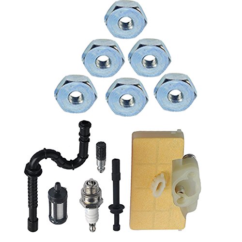 10pcs Bar Nut + Air Filter + Spark Plug + Fuel / Oil Line Filter for Stihl 029 039 MS290 MS310 MS390 Chainsaw