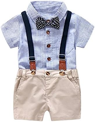 Putars Baby Clothing Toddler Boys Gentleman Bowtie Bid Shorts Overalls Sets