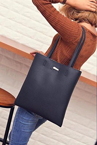 European Casual Stylish Junior Women Fashion Handbag Purse Tote Gray (Black)