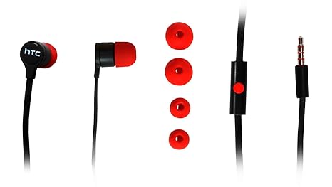 Original HTC Headset RC-E295 in Schwarz Rot für One mini 2 InEar In-Ear Kopfhörer Ohrhörer Ohrstöpsel 3,5mm Stecker Stereo So