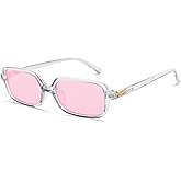 Retro Sunglasses for Women Men 90s Small Rectangular Sun Glasses Vintage Cute Narrow Trendy Sunnies