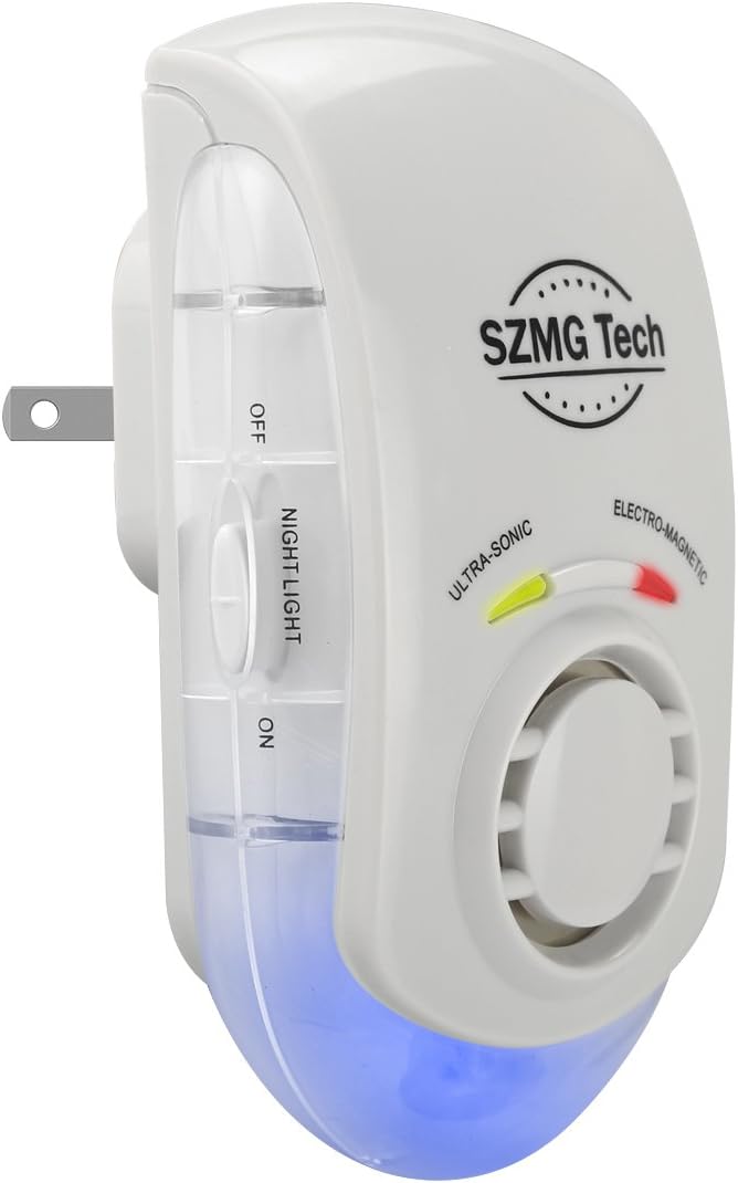 SZMG Indoor Electronic Pest Control Ultrasonic Repellent,Plug-in Pest Repeller for Mice,Insects, Rats,Spiders, Mosquito,Fleas,Roaches,Ants,Rodents, Humans &Pets Safe,White Color