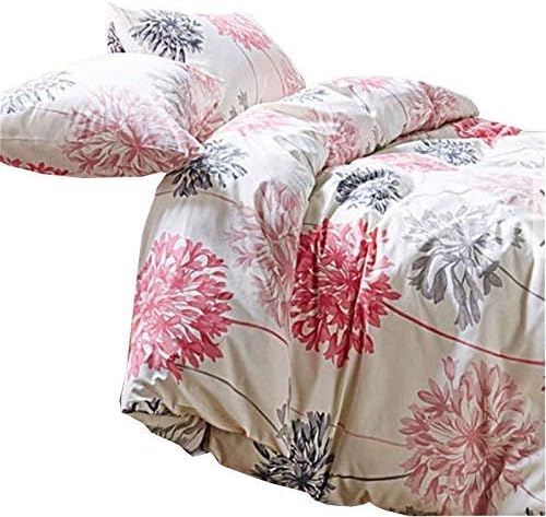 Floral Dandelion Pink Grey Cotton Blend King Size Duvet Cover