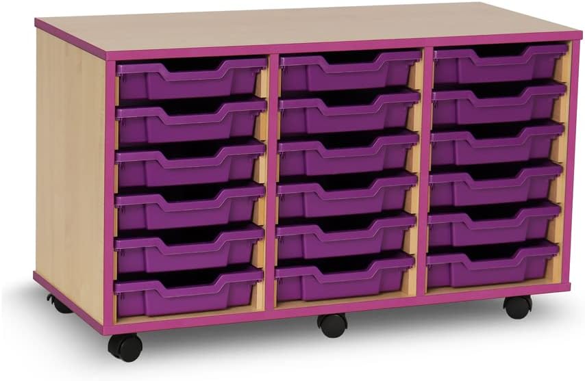 Office Needs Direct Monarch Mobile Storage Unit 18 Purple Trays Maple