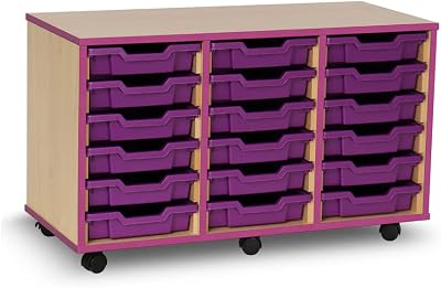 Office Needs Direct Monarch Mobile Storage Unit 18 Purple Trays Maple