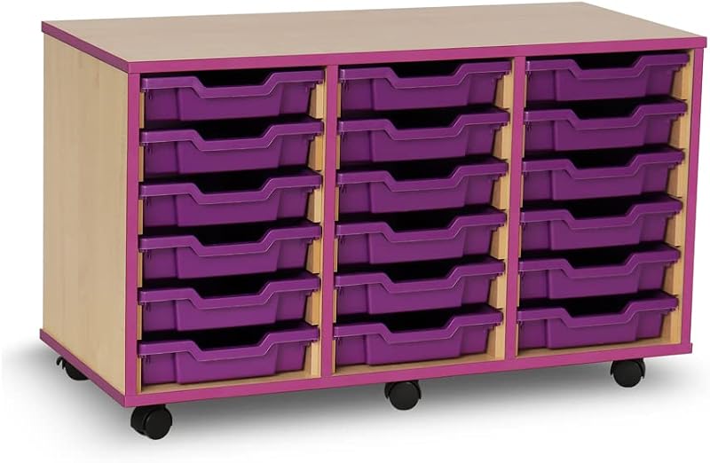 Office Needs Direct Monarch Mobile Storage Unit 18 Purple Trays Maple