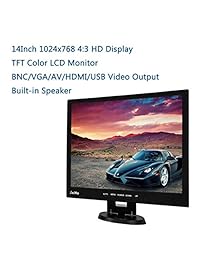 JaiHo Monitor LCD de 15 pulgadas HDMI VGA Monitor, Resolución 1024x768 1080P HD Monitor Pantalla de Color con VGA AV HDMI BNC USB Salida de Auriculares, Altavoces Integrados Dual