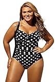 Aleumdr Womens Black White Polka Dot One Piece Swimsuit Plus Size XL - XXXXL