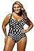 Aleumdr Womens Black White Polka Dot Print Padded Push Up One Piece Swimsuit Monokini Swimwear Plus Size XL Size Black