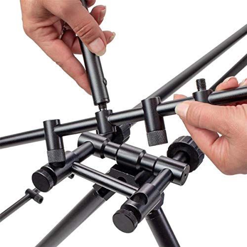 Rod Pod Riverbank - Rutenhalter für 5 Ruten inkl. 5 Bissanzeiger & 5 V-Auflagen - verstellbare Rutenauflage mit Tasche aus Aluminium – Bild 4
