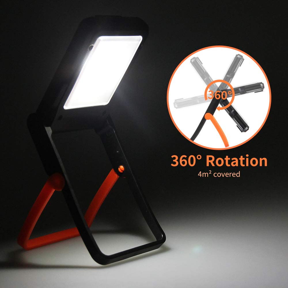 2 Pack Neporal Portable LED Work Light Solar and USB Rechargeable with 2 Brightness Modes 360°Adjustable Solar-Flashlight-Camping-Lights-550mAh 50lm Rechargeable Emergency Light