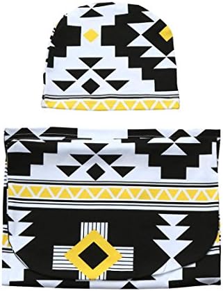 KaiCran Fashion Newborn Infant Baby Print Swaddle Blanket Sleeping Muslin Wrap Hat Set