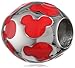 Disney Stainless Steel Mickey Red Enamel Inlay Bead Charm