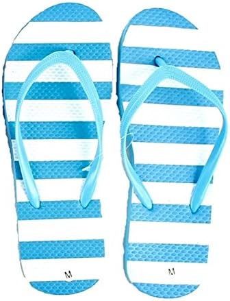 DollarMaxVI Women's Flip Flops Striped Pastel Blue (Small)