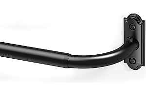 YaFex Curtain Rods 48-82 Inch, Wrap Around Blackout 1 Inch Curtain Rods for Windows, French Return Curtain Rod Make Room Dark