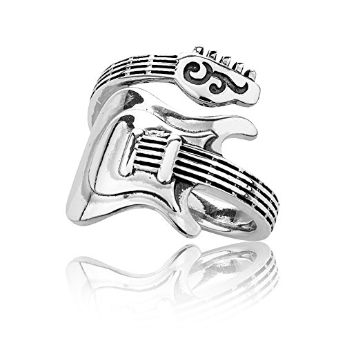 925 Sterling Silver Wrap Around Guitar Adjustable Ring
