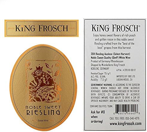 2015 King Frosch Riesling Auslese 750 mL All Natural German White Wine